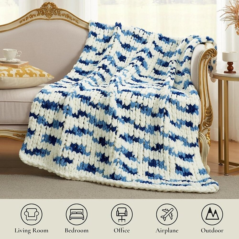 NEW  Home Chunky Knit Blanket Throw, Thick Soft Chenille Yarn Throw, 50x60 - Picture 4 of 7